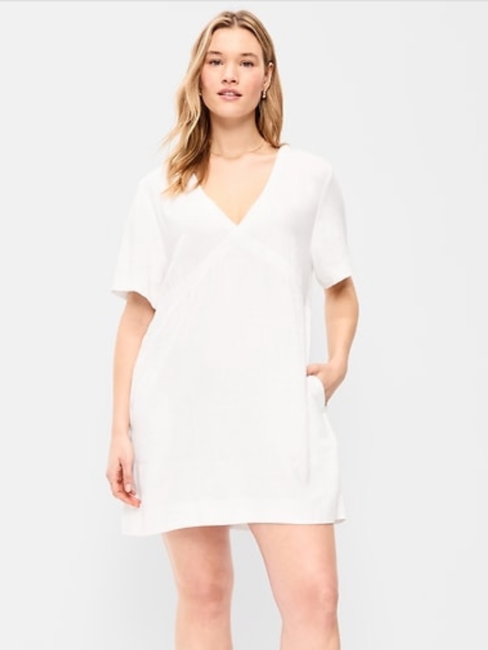 Old Navy White V-Neck Mini Dress